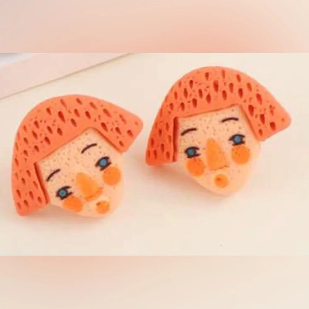“Ginger Clown Boy” Whimsical Eclectic Lighthearted Cheery Joyful Nostalgic Studs